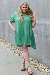 HEYSON Sweet As Can Be Full Size Textured Woven Babydoll Dress Casual Dresses - Tophatter Daily Deals