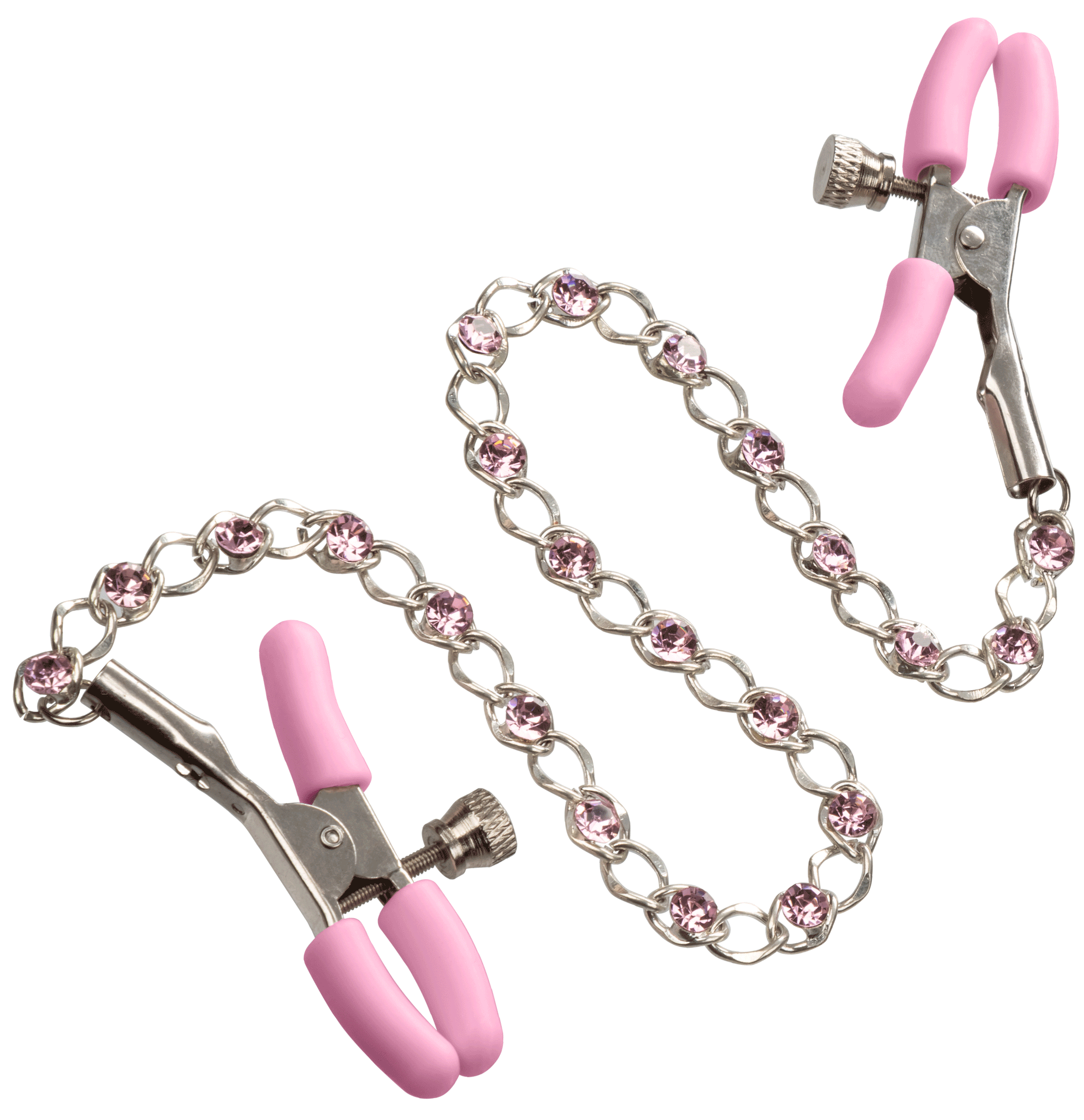 First Time Crystal Nipple Teasers with Pink Silicone Pads and Adjustable Tension Chain > Sex Toys > Nipple Clips - Tophatter Daily Deals