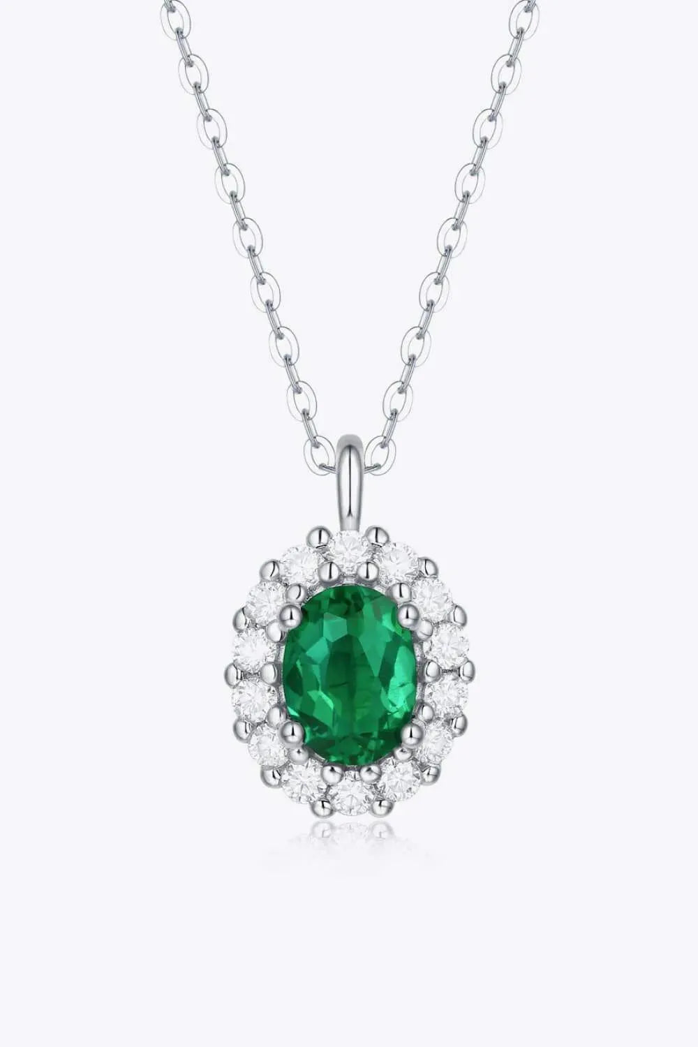 1.5 Carat Lab-Grown Emerald 925 Sterling Silver Necklace Necklaces - Tophatter Daily Deals