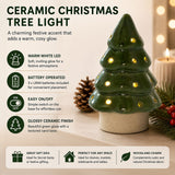 Christmas Tree LED Light, 13cm Battery Operated Green Ceramic Decoration LED Light - Tophatter Daily Deals