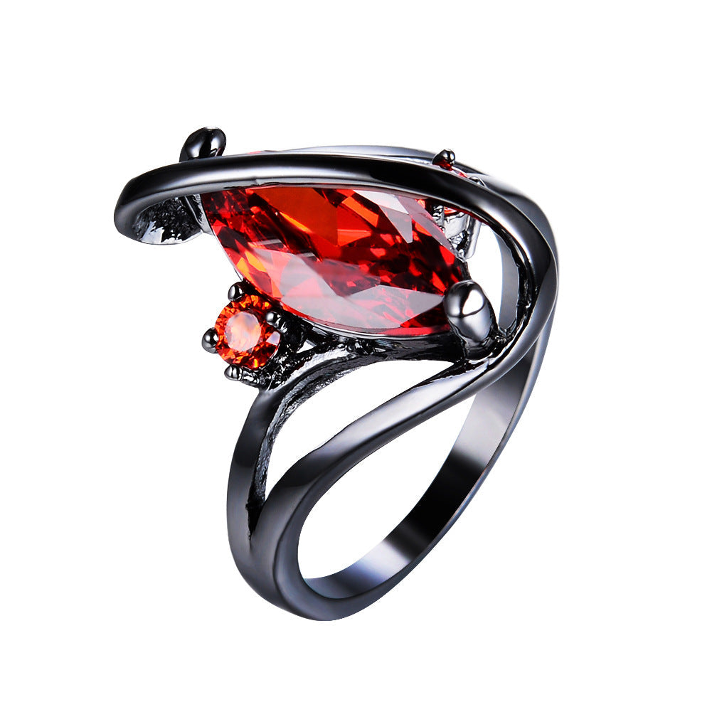 Black Gold S Shaped Zircon High End Diamond Ring For Men Red 0 - Tophatter Daily Deals