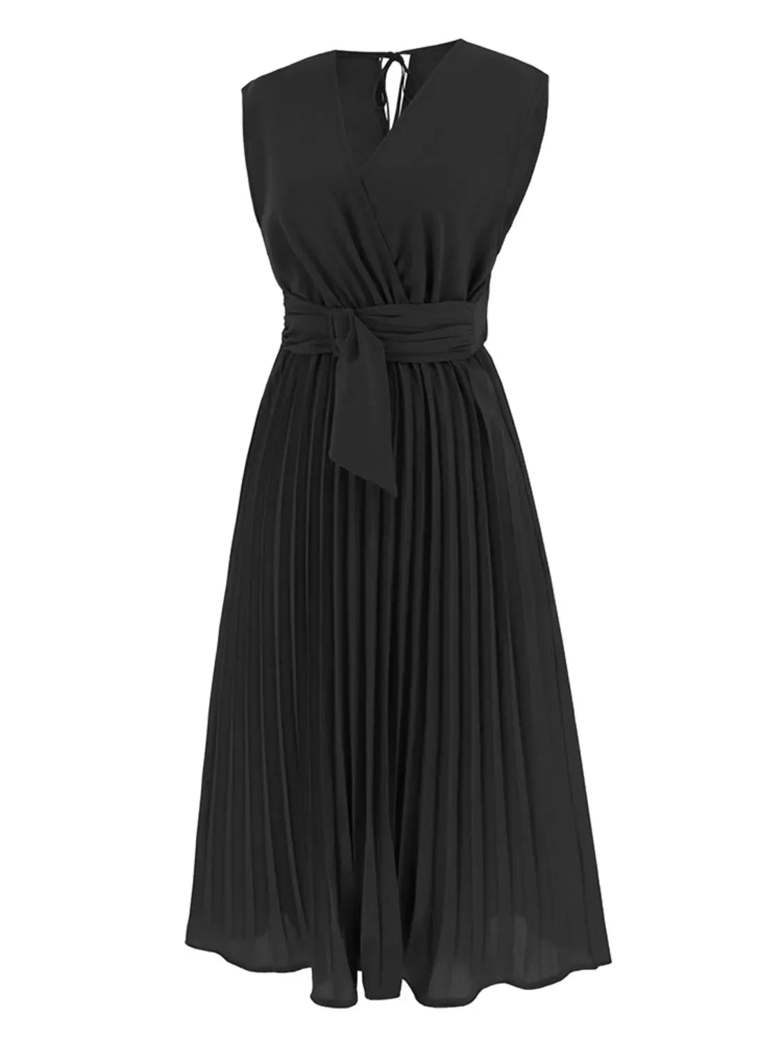Tied Surplice Pleated Tank Dress Casual Dresses - Tophatter Daily Deals