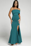 Off-Shoulder Split Fishtail Dress Teal Cocktail Dresses - Tophatter Daily Deals