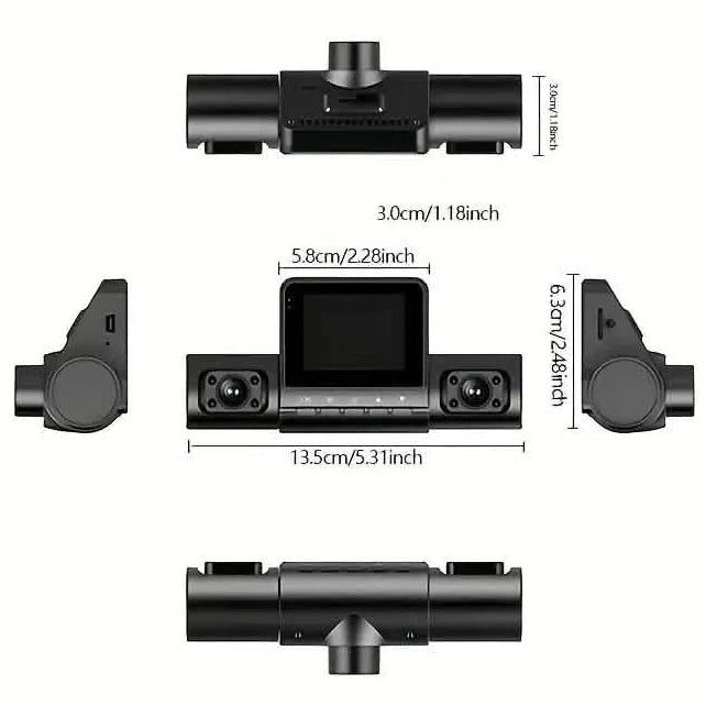 4-Channel Car DVR Dash Cam – 1080P Front, 720P Side & Rear, Night Vision Automotive - Tophatter Daily Deals