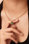 Inlaid Stone Round Pendant Chain Necklace Necklaces - Tophatter Daily Deals