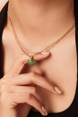 Inlaid Stone Round Pendant Chain Necklace Necklaces - Tophatter Daily Deals