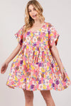 SAGE + FIG Floral Short Sleeve Babydoll Dress with Pockets Casual Dresses - Tophatter Daily Deals