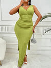 Plus Size Backless Ruched Dress Lime Cocktail Dresses - Tophatter Daily Deals