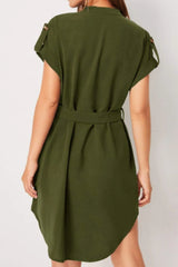 Tied Notched Short Sleeve Dress Casual Dresses - Tophatter Daily Deals