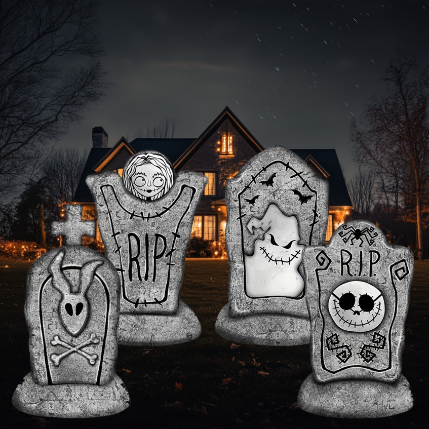2D Halloween Tombstone Yard Decorations (Set of 4) Halloween - Tophatter Daily Deals