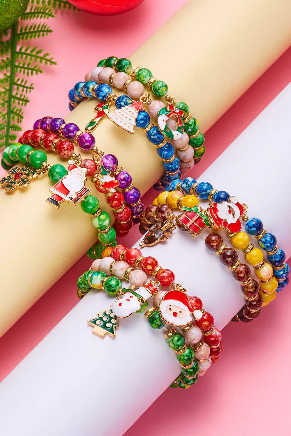 Dark Blue 3 Pack Christmas Bead Bracelets Bracelets - Tophatter Daily Deals