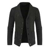 Warm Textured Mens Cardigan - Shawl V Neck, Cable Knit Black 3D Changing Face Moving Picture Frame - Tophatter Daily Deals