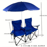 Double Camping Chair with Umbrella and Cooler Folding Chairs & Stools - Tophatter Daily Deals