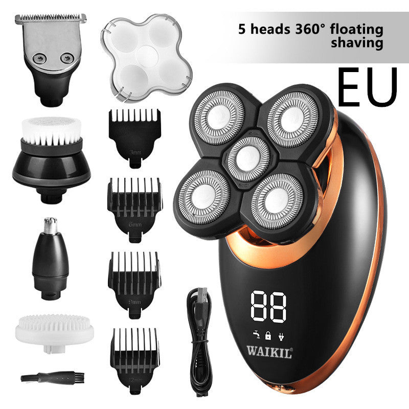 5in1 Powerful electric shaver USB rechargeable 5in1 gold EU Plug 0 - Tophatter Daily Deals