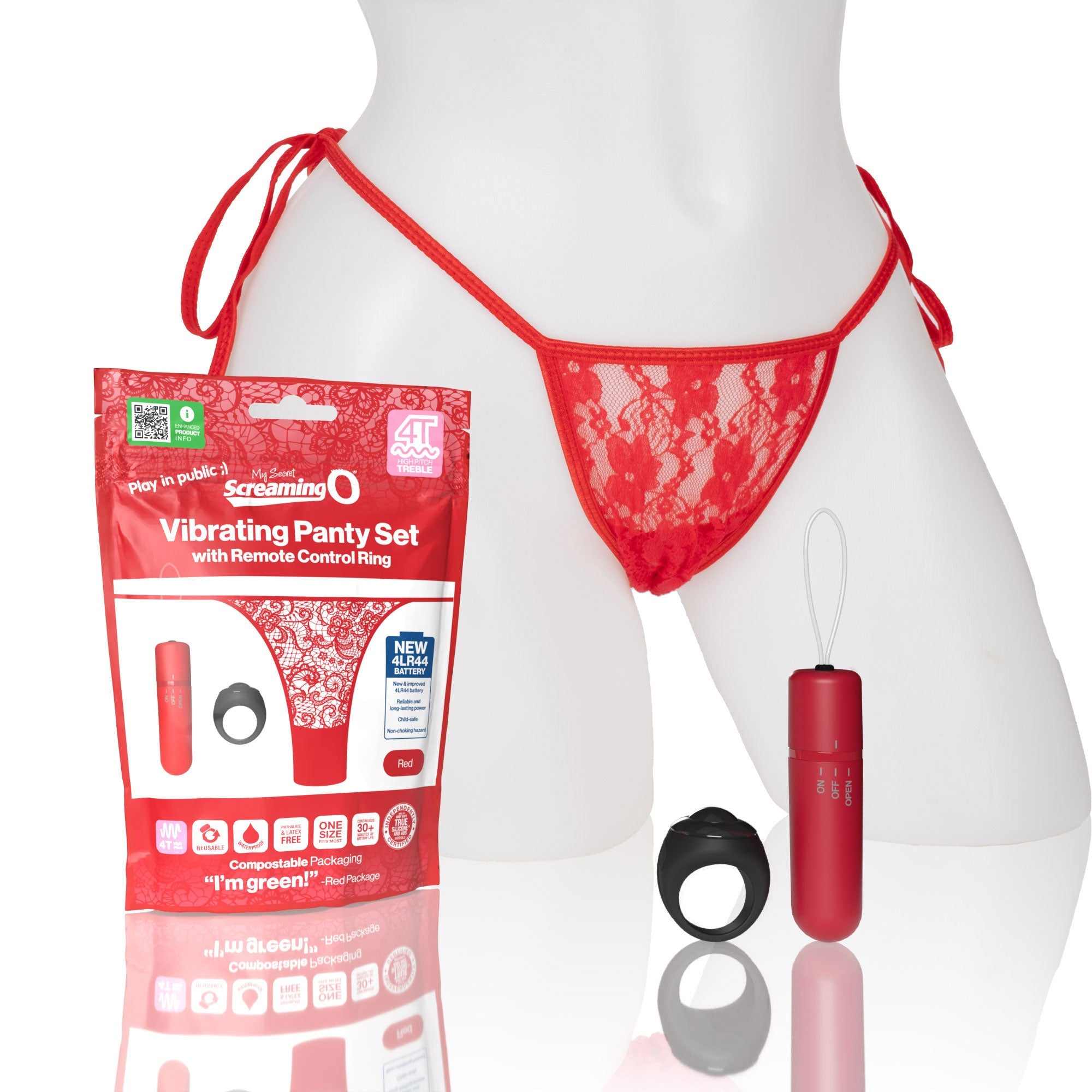 Vibrating Panty Set W/ Remote Ring 4t High Pitch Treble (Red) > Sex Toys For Ladies > Panty Vibes - Tophatter Daily Deals
