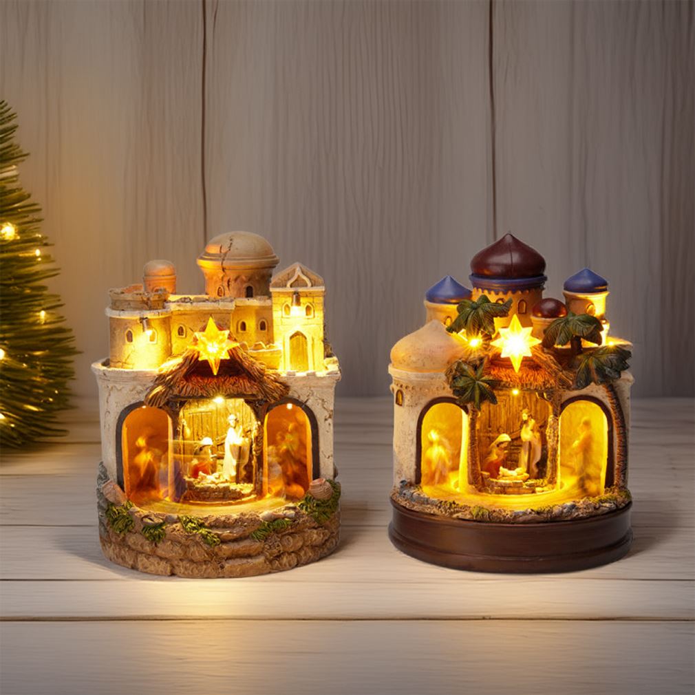 LED Musical Nativity Scene | Light-up Animated Festive Nativity Set Decoration Nativity Set - Tophatter Daily Deals