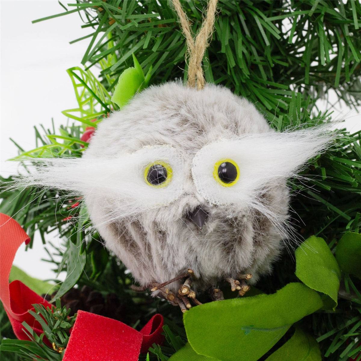 Fluffy Owl Christmas Tree Bauble | Woodland Bird Ornament Hanging Decoration 6cm Baubles - Tophatter Daily Deals