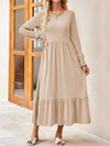 Round Neck Lantern Sleeve Ruffle Hem Dress Dust Storm Casual Dresses - Tophatter Daily Deals