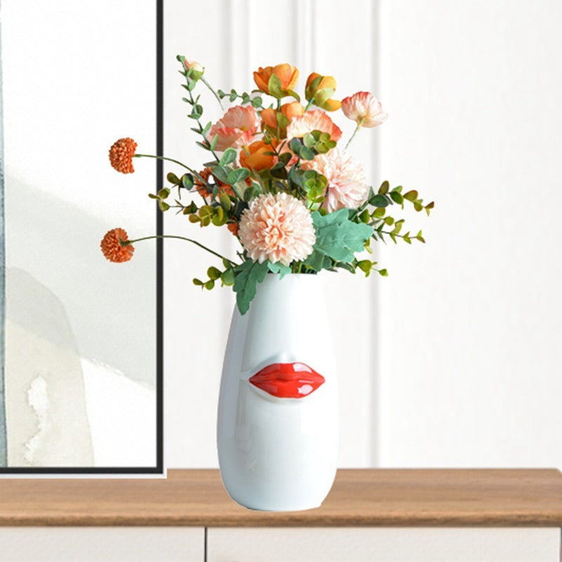 Body Ceramic Decorative Vase Characteristic Lips Valentine's Day Ornaments 0 - Tophatter Daily Deals