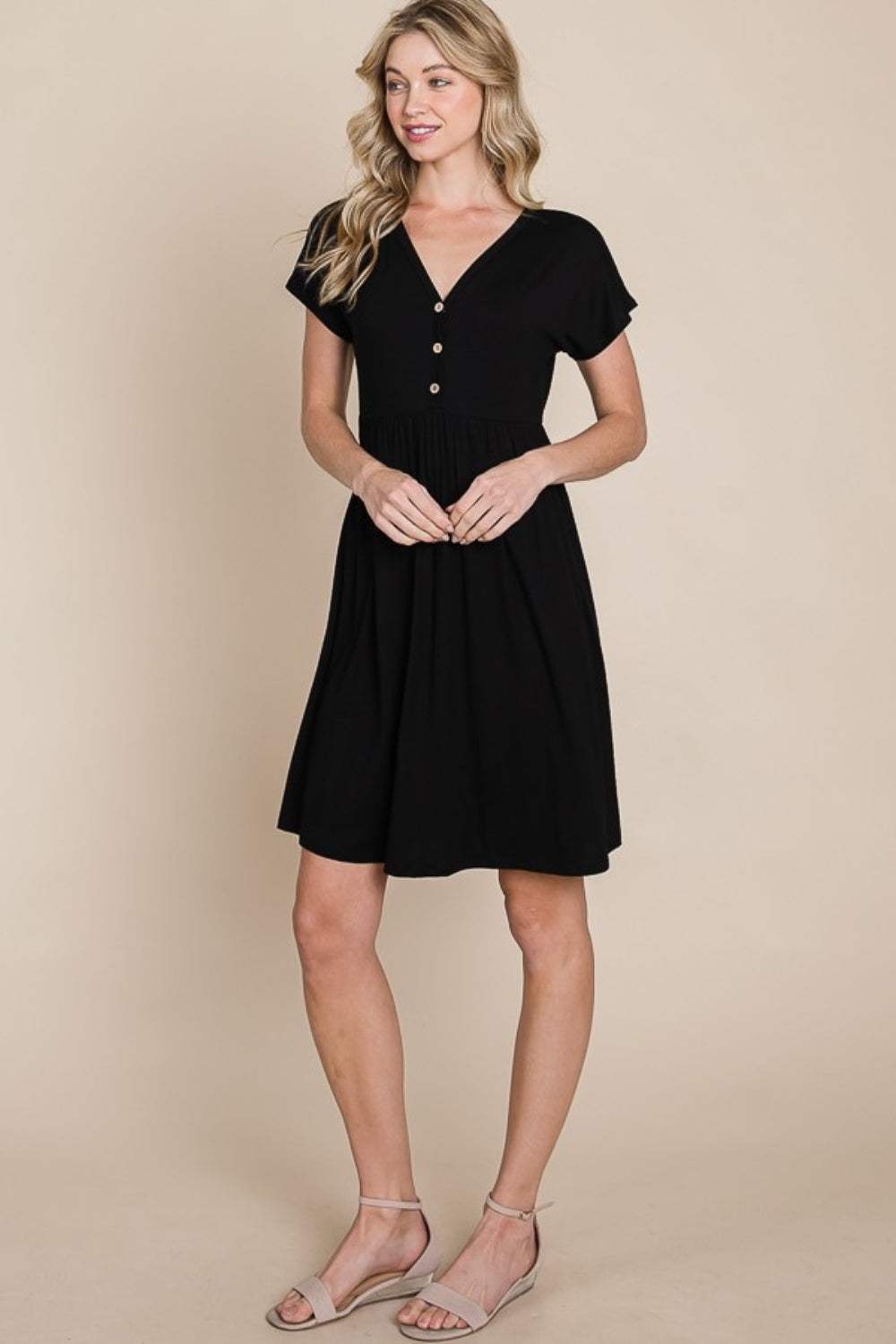 BOMBOM V-Neck Short Sleeve Dress Casual Dresses - Tophatter Daily Deals