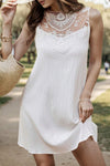 Lace Detail Round Neck Sleeveless Dress Casual Dresses - Tophatter Daily Deals