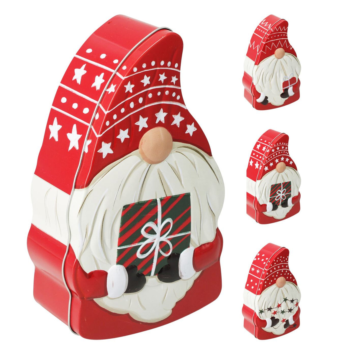 Christmas Gonk Storage Tin | Kitchen Food Tin Festive Santa Gnome Tin Tin - Tophatter Daily Deals