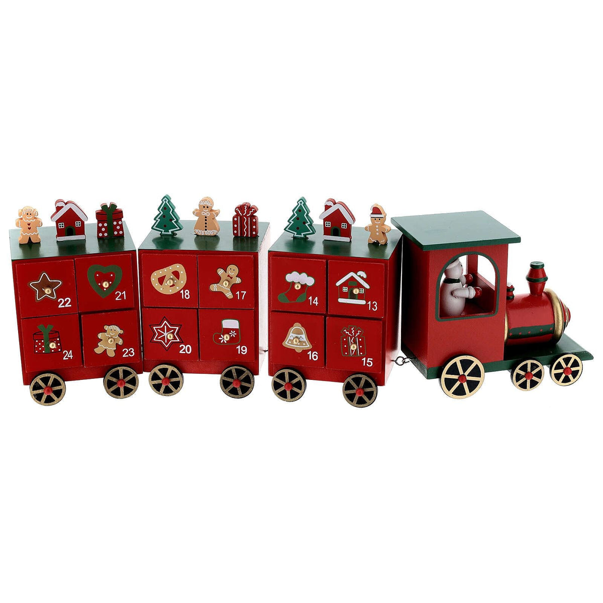 Festive Train Christmas Advent Calendar | Fill Your Own Wooden Calendar - 48cm Advent Calendar - Tophatter Daily Deals