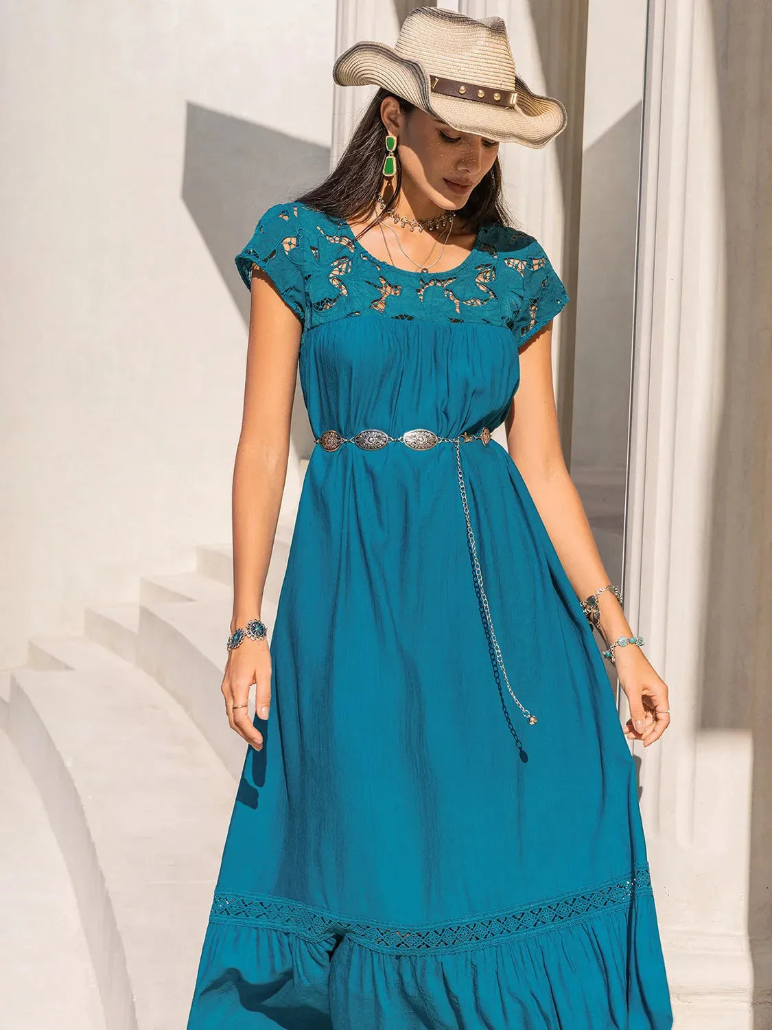 Round Neck Short Sleeve Maxi Dress Casual Dresses - Tophatter Daily Deals