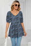 V-Neck Babydoll Blouse Azure Blouses - Tophatter Daily Deals