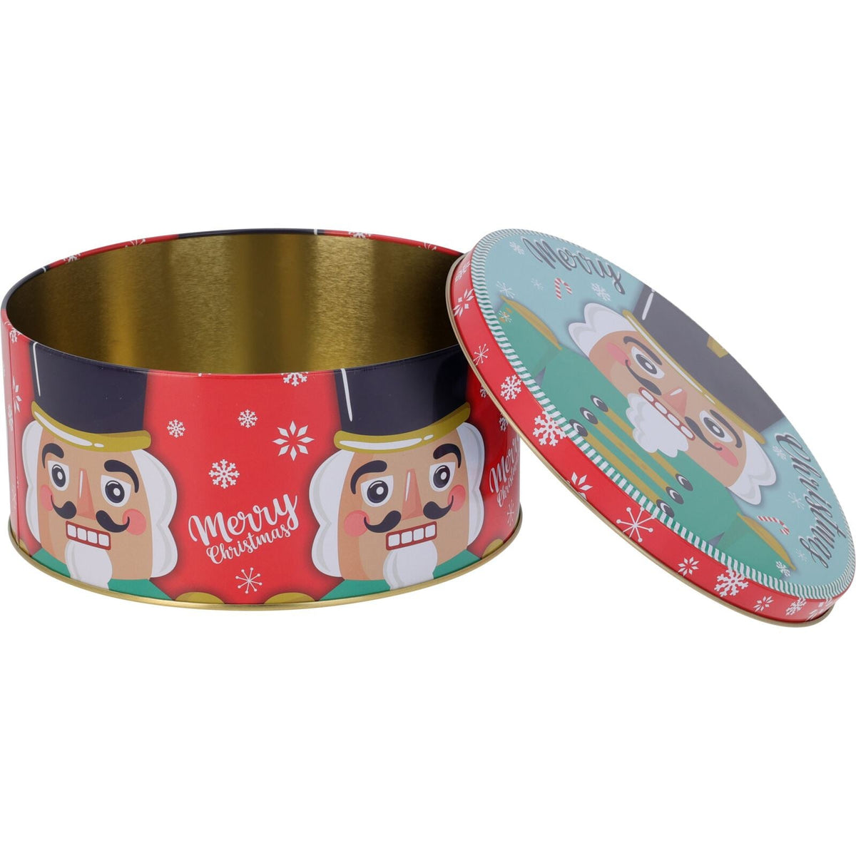 Set of 3 Christmas Storage Tins | 3-piece Nutcracker Round Kitchen Nesting Tins Biscuit Tin - Tophatter Daily Deals