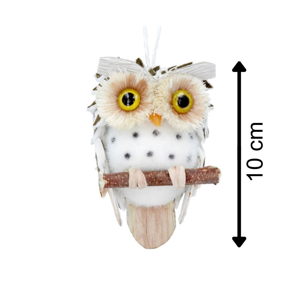 Natural Owl Christmas Tree Decoration | Rustic Woodland Hanging Bauble - 10cm Baubles - Tophatter Daily Deals