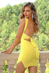 Tied Backless Ruched Slit Dress Cocktail Dresses - Tophatter Daily Deals