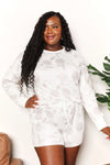 Double Take Floral Long Sleeve Top and Shorts Loungewear Set White Loungewear Sets - Tophatter Daily Deals