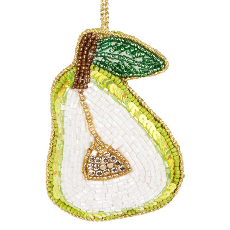 Pear Beaded Christmas Tree Bauble | Colourful Fruit-shaped Tree Ornaments Baubles - Tophatter Daily Deals
