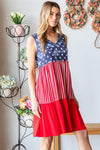 Heimish Full Size US Flag Theme Contrast Tank Dress Casual Dresses - Tophatter Daily Deals