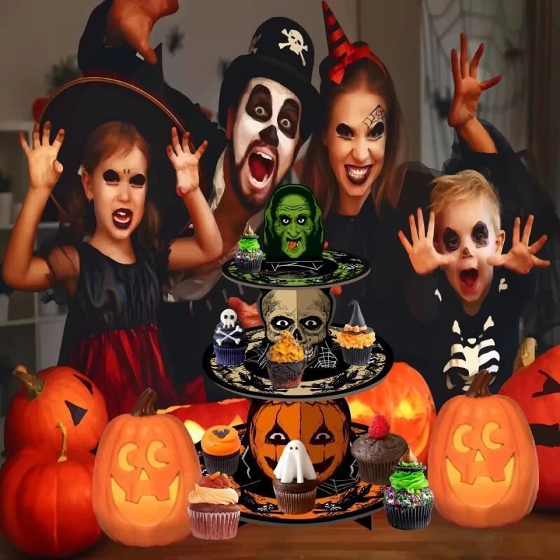 Halloween Cake Stand Tiered Dessert Display Halloween - Tophatter Daily Deals