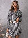 Pocketed Plaid Long Sleeve Mini Dress Casual Dresses - Tophatter Daily Deals