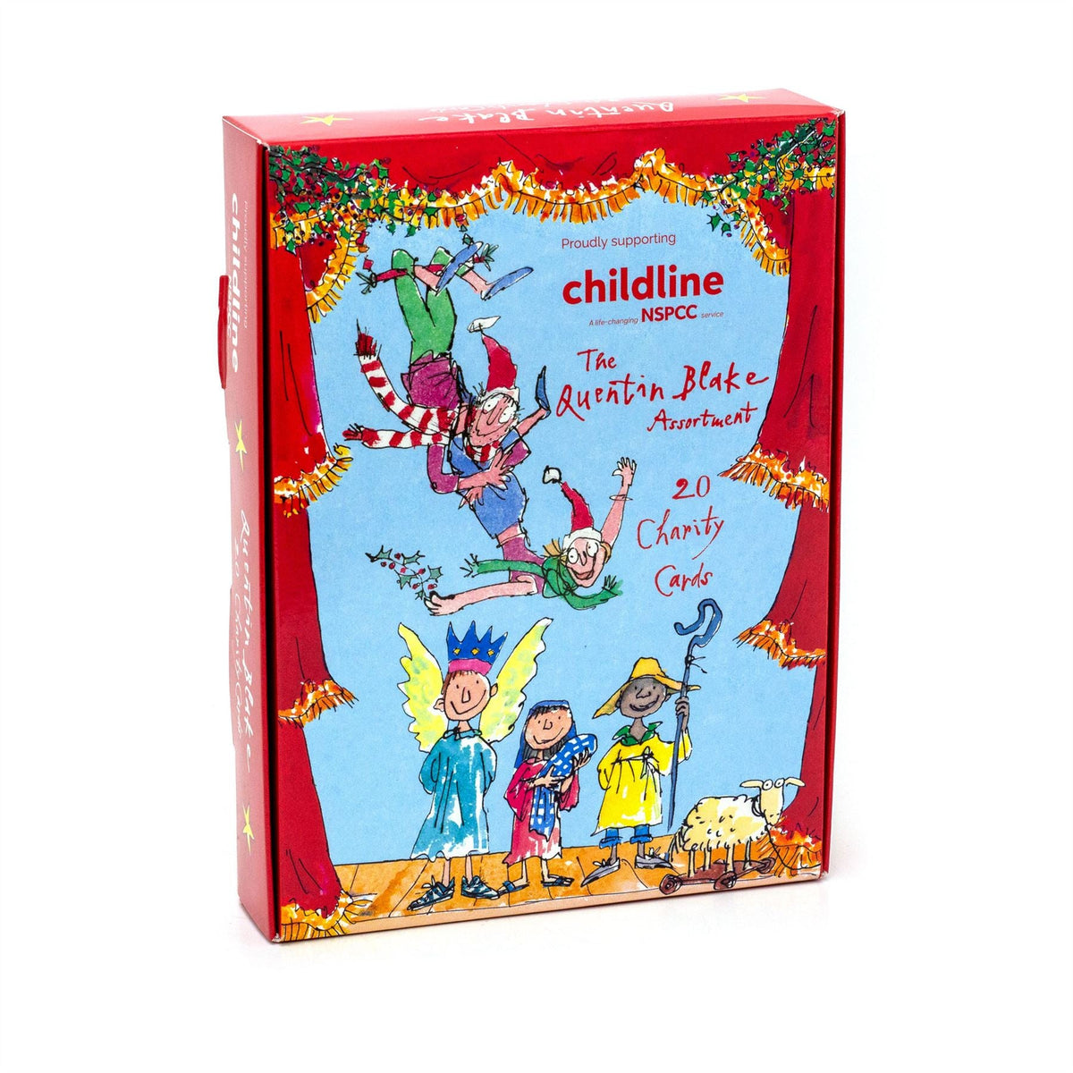 Pack of 20 Quentin Blake Charity Christmas Cards | Box with 5 Designs for NSPCC Greeting Card - Tophatter Daily Deals