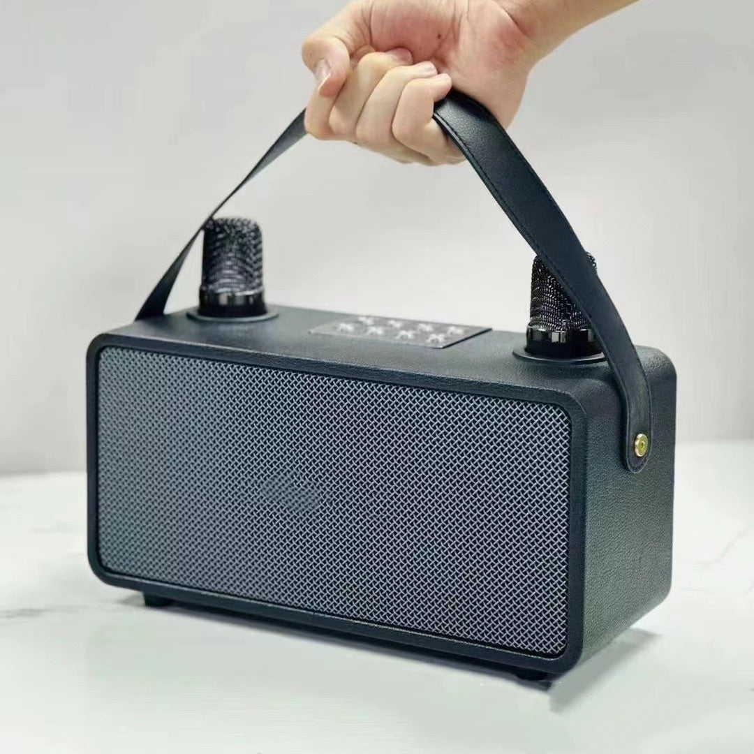 Bluetooth Speaker High-power Wireless Household Outdoor Portable Microphone Integrated Karaoke Black 0 - Tophatter Daily Deals