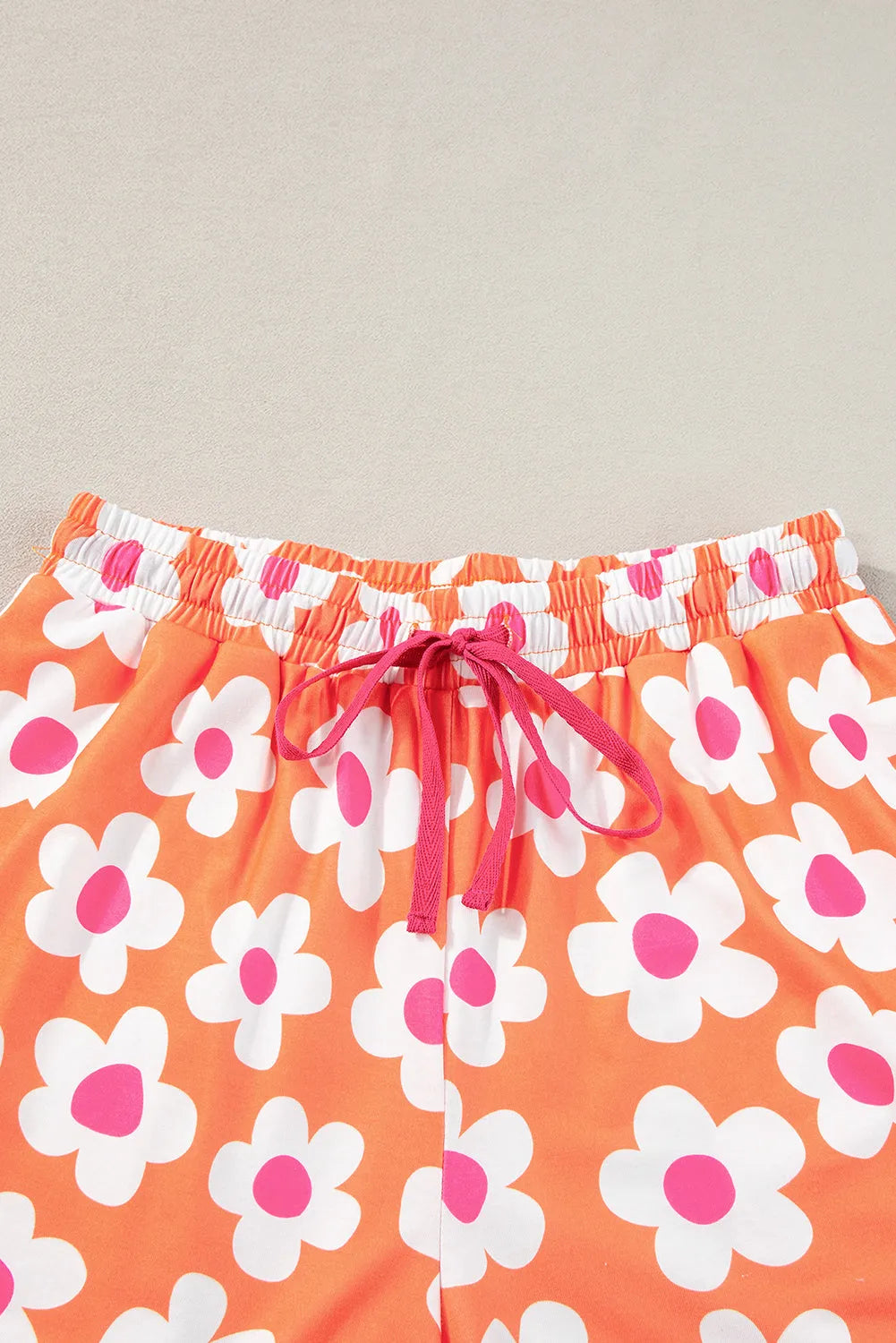 Orange Flower Print Short Sleeve Shirt Pajamas Set Loungewear & Sleepwear/Sleepwear - Tophatter Daily Deals