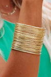 Gold Casual Metal Open Cuff Layered Wire Bracelet Bracelets - Tophatter Daily Deals