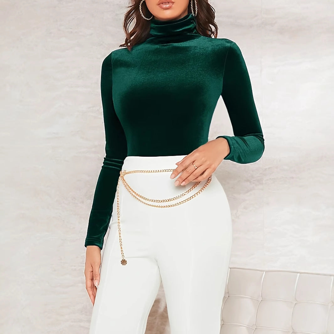 Soft Women’s Turtleneck Top - Slim Fit, Velvet, Evening 3D Changing Face Moving Picture Frame - Tophatter Daily Deals