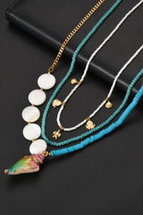 Three-Piece Beaded Necklace Set Multicolor One Size Necklaces - Tophatter Daily Deals