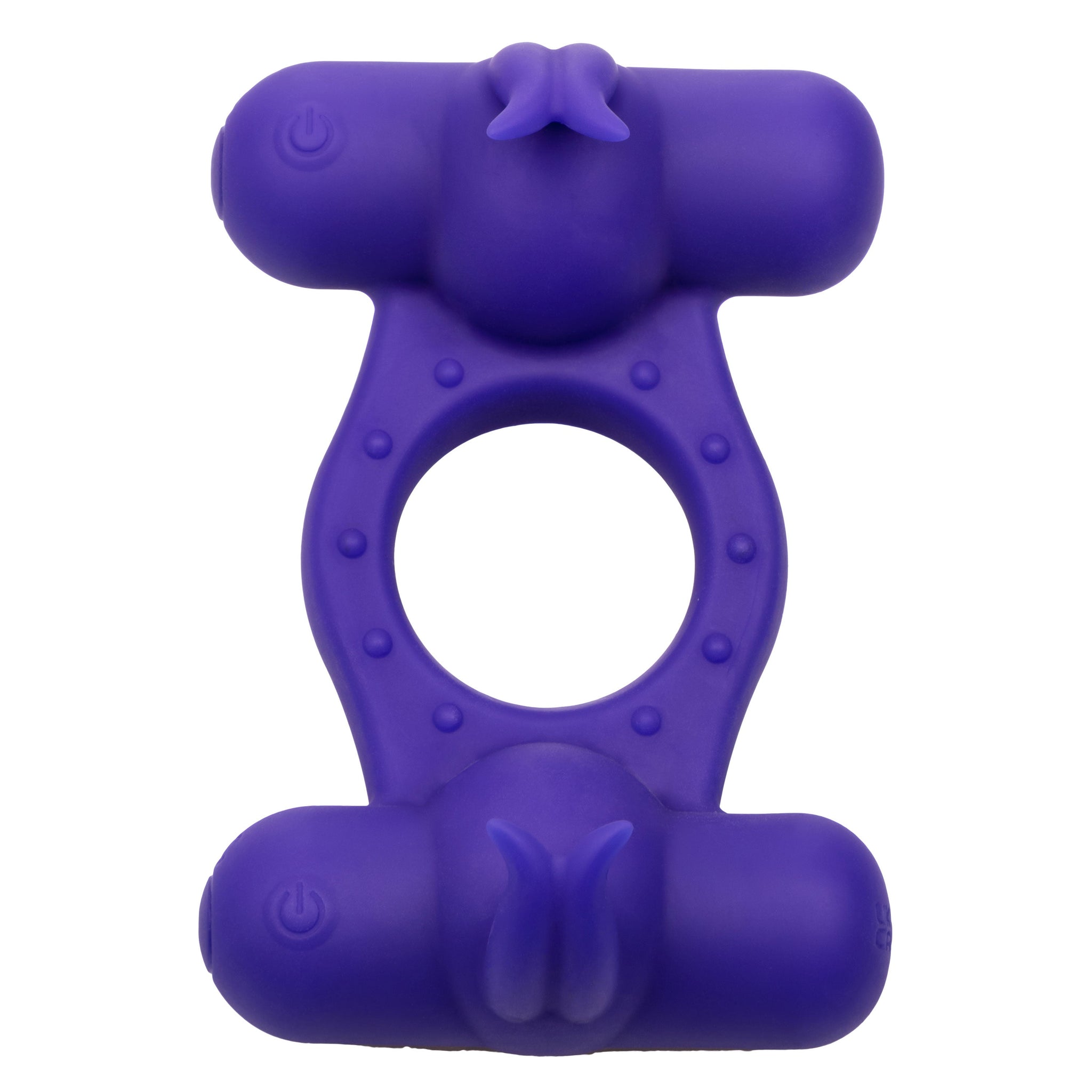 Silicone Triple Orgasm Enhancer in Purple with 12 Vibration Functions and Dual Independent Motors > Cock Ring > Vibrating - Tophatter Daily Deals