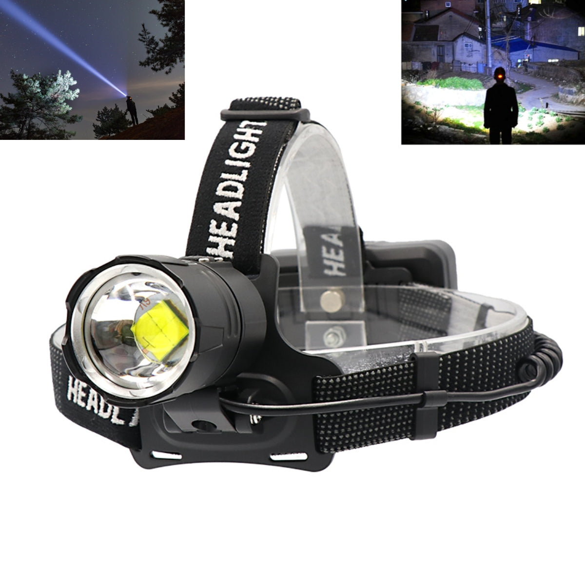 120,000LM Super Bright LED Rechargeable Headlamp, Zoomable Head lamp - Tophatter Daily Deals