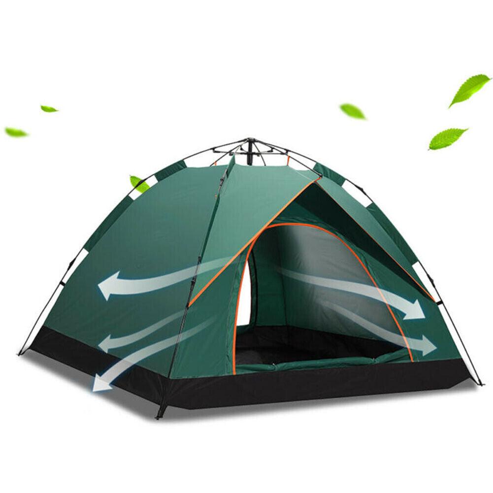 Automatic Pop-up Tent - 2-3 Man Instant Double Layer Pop up Camping Tent Waterproof Outdoor UK Outdoor Recreation - Tophatter Daily Deals