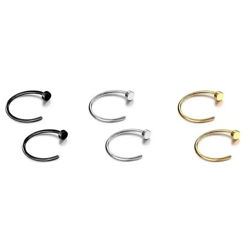 2/6Pcs Fake Nose Rings for Women, 316L Stainless Steel Lip Rings Labret Ring Nostril Hoop Piercing Studs Nose Piercing Jewelry A1-6Pcs-3 Colors - Tophatter Daily Deals