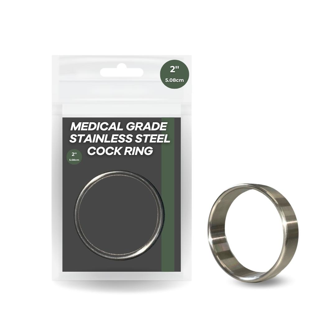 2 Inch Medical Grade Stainless Steel Cock Ring Silver 5.5cm Outer Diameter 5cm Inner Diameter 1.5cm Width > Cock Ring > Metal - Tophatter Daily Deals