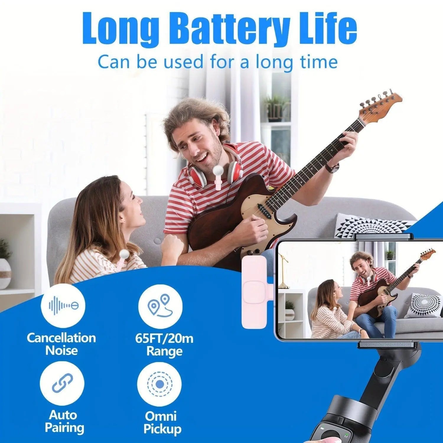 2-Pack ABS Wireless Lavalier Lapel Microphone with USB-C Connector for iPhone & iPad - Tophatter Daily Deals