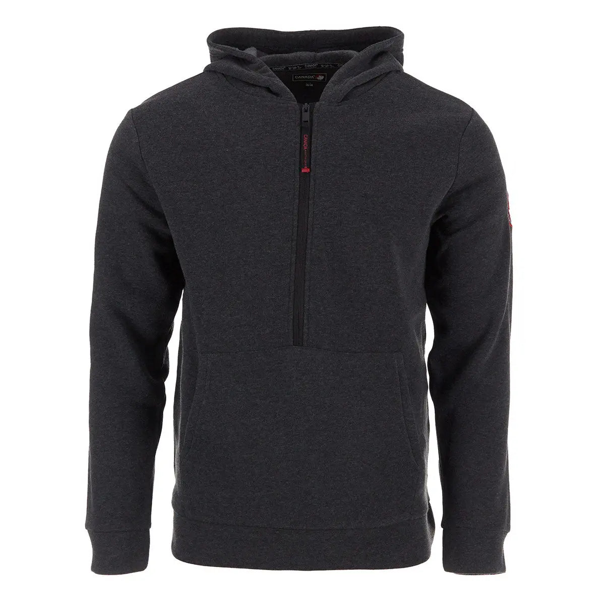 Canada Weather Gear Men's 1/2 Zip Hoodie Black Carbon Half Zip & Quarter Zip - Tophatter Daily Deals